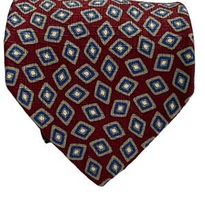 Christopher Hayes  Textured Men's Tie 100% Silk Burgundy Cream Blue 57"